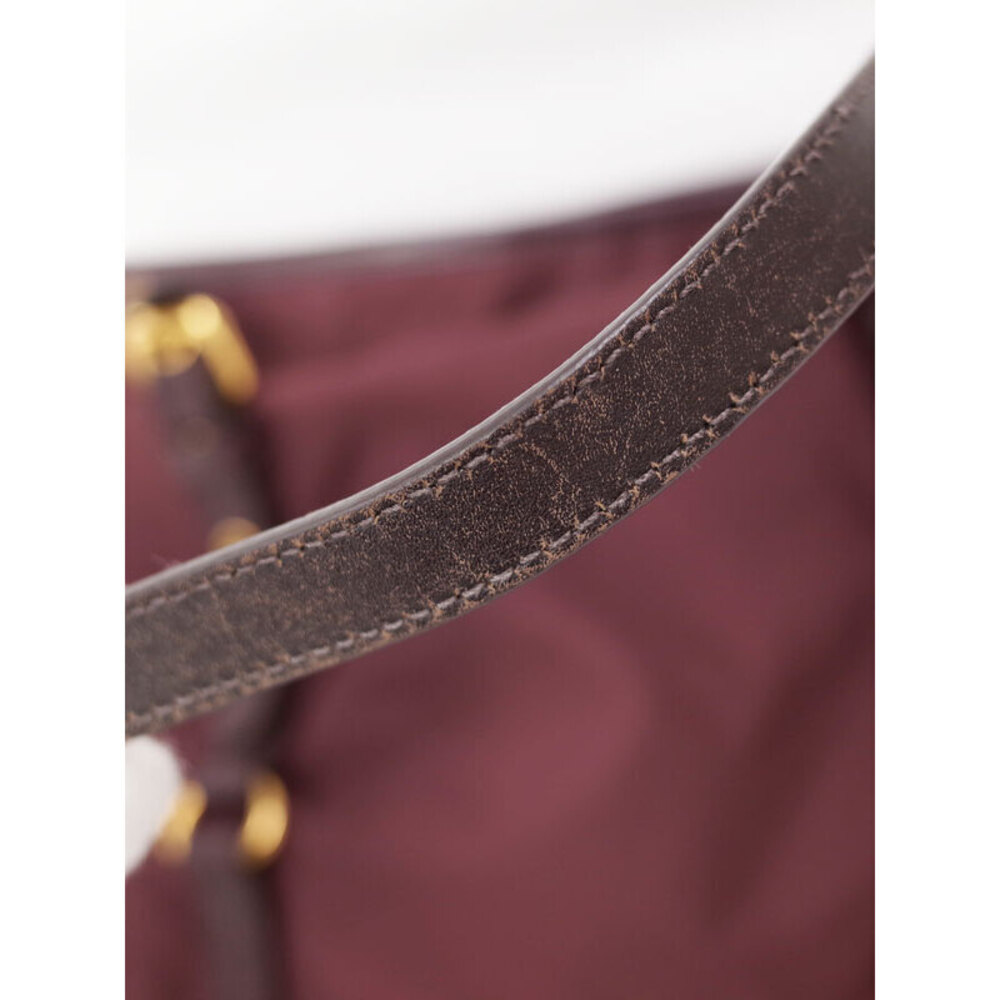 Prada Tessuto Nylon Saffiano Leather Tote Shoulder Bag wine red - Picture 4 of 9